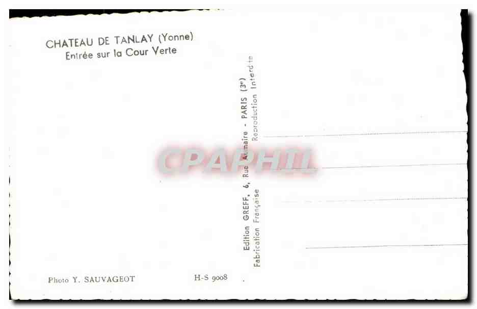 CPSM Chateau De Tanlay Entree sur la Cour Verte  — Back