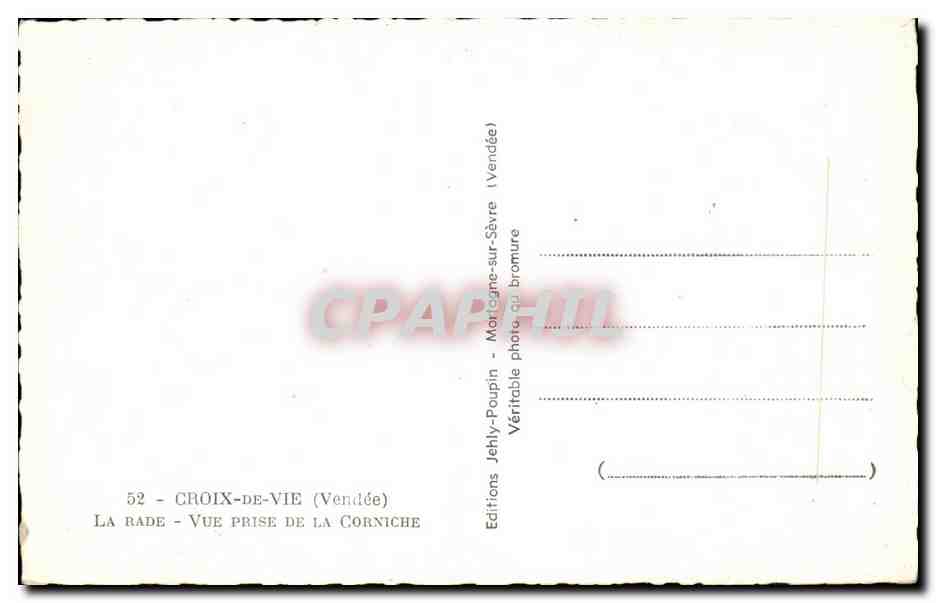 CPSM Croix De Vie La Rade Vue Prise De La Corniche — Verso