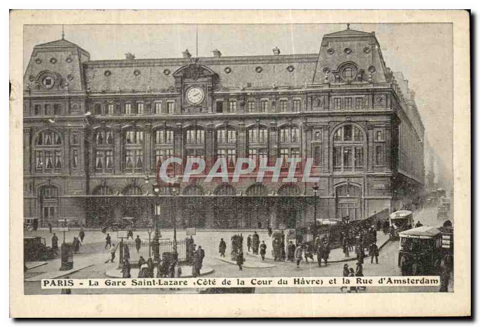 CPA Paris La Gare Saint Lazare Cote de la Cour du Havre et la Rue d Amsterdam
