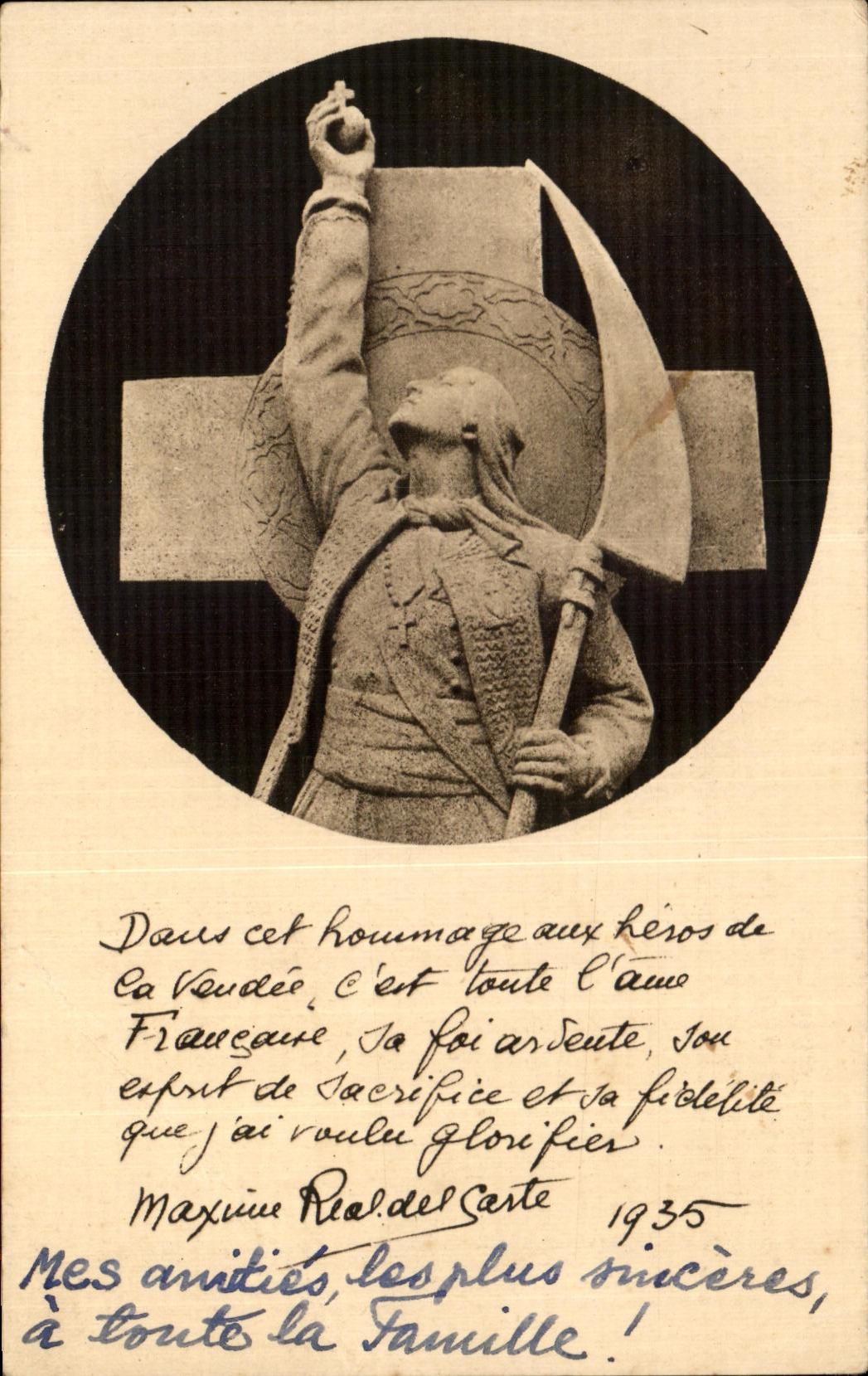 CPA Cholet Monument de M Real Del Sarte Eleve par le Souvenir Vendeen a la Vendee martyre heroique et fidele de 1793