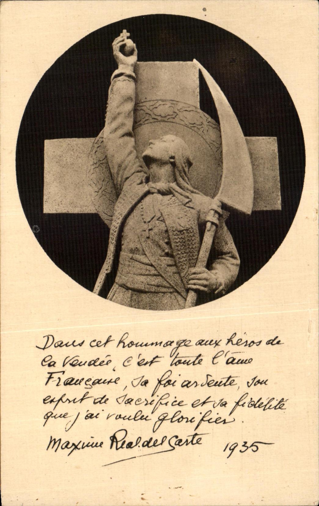 CPA Cholet Monument de M Real Del Sarte Eleve par le Souvenir Vendeen a la Vendee martyre heroique et Fidele de 1793