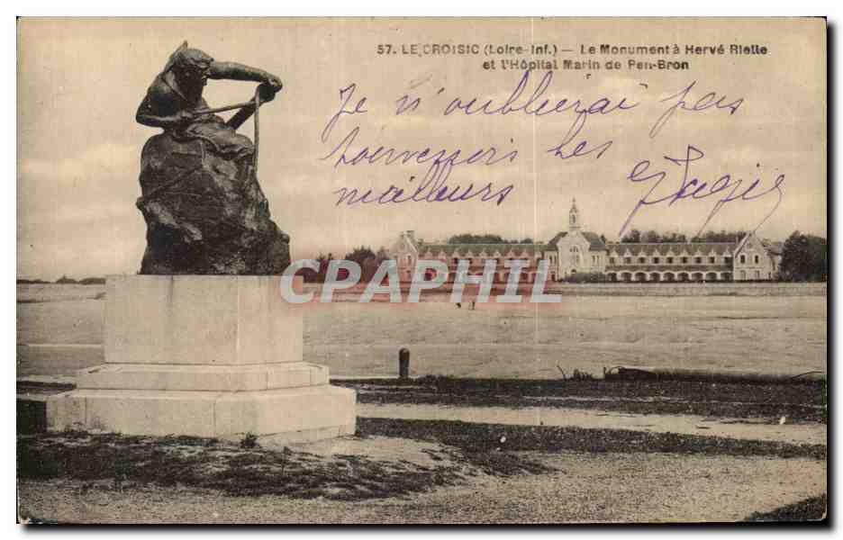 CPA Le Croisic Le Monument a Herve Rlelle et L Hopital Marin de Peir Bron