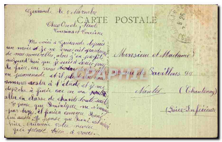 CPA Guerande Pelit Seminaire Le Clotre — Rückseite