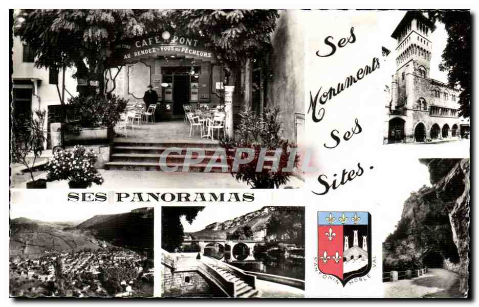 CPA Saint Antonin Noble Val Cafe Point Au rendez vous des pecheurs