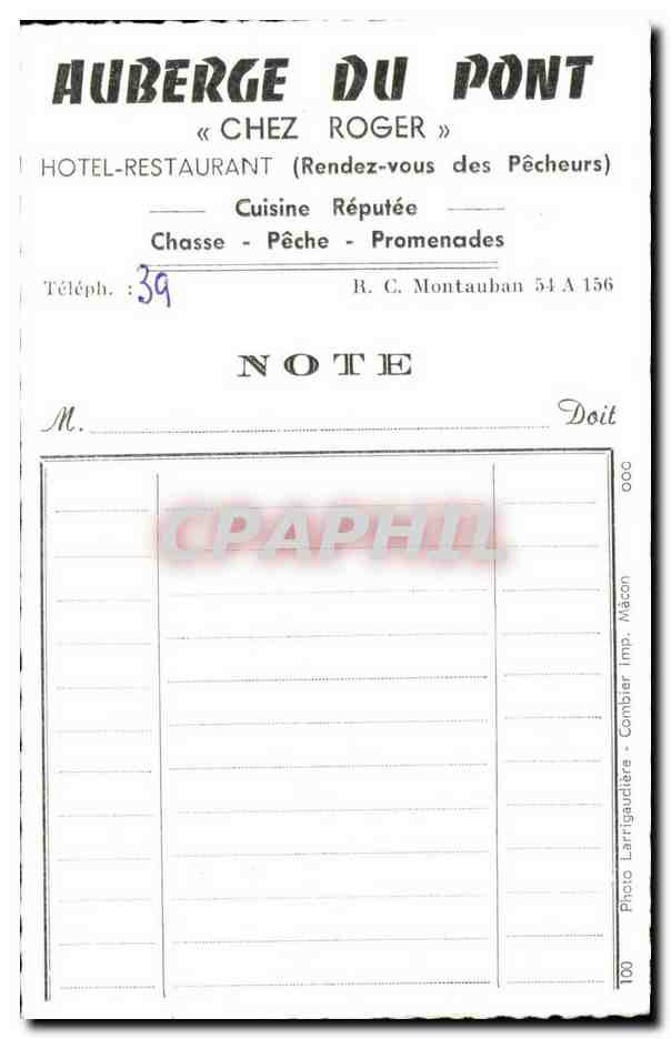 CPA Saint Antonin Noble Val Cafe Point Au rendez vous des pecheurs — Rückseite