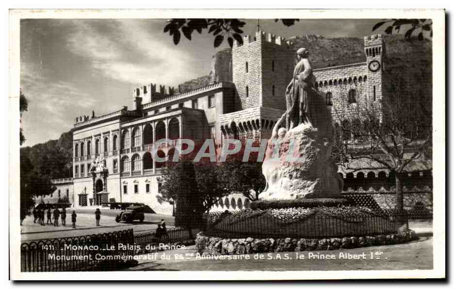 CPA Monaco Le Palais du Prince monument commemoratif du 25eme anniversaire de SAS le prince Albert 1er