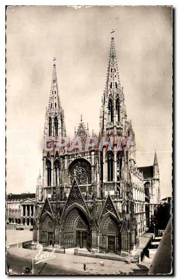 CPSM Rouen facade de I Eglise Saint Ouen front of St Ouen Church