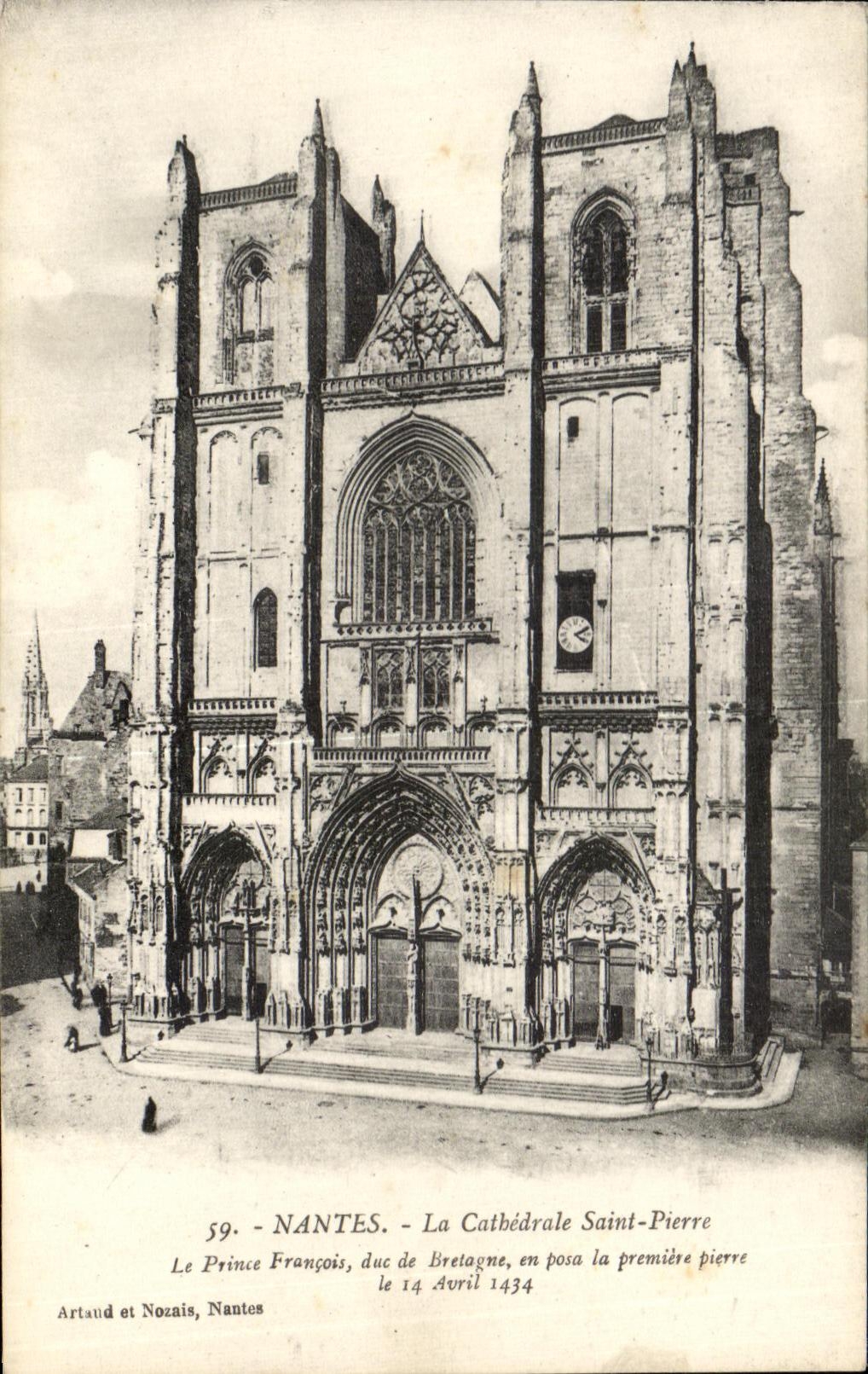 NANTES - La Cathédrale Saint-Pierre — fondation en 1434 par le Prince François, duc de Bretagne — éditeur Artaud et Nozais, n° 59