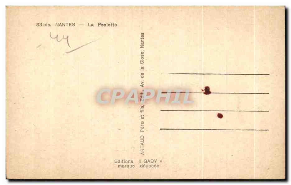 CPA Nantes La Psalette — Verso
