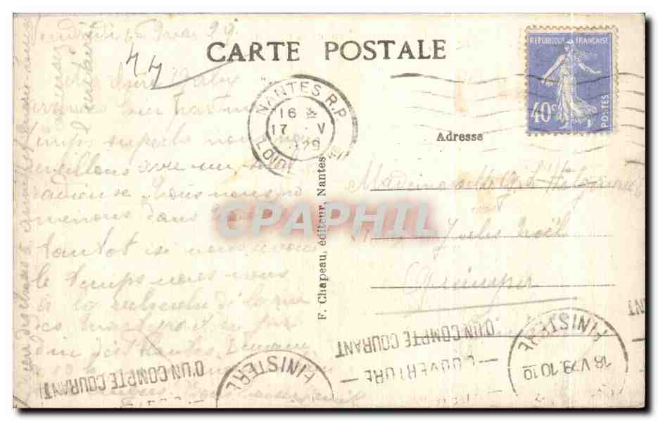 CPA Nantes Pont de la Rotonde et Place la Duchesse Anne — Verso