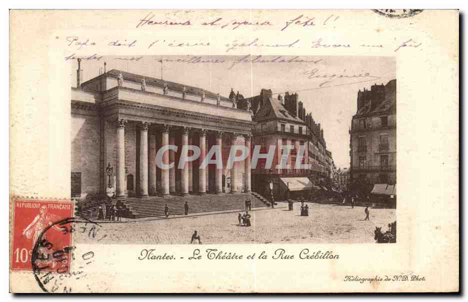 CPA Nantes Le Theatre et la Rue Crebillon