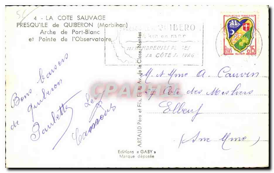 CPA Presqu lle de Quiberon Arche de Port blanc et Pointe de I Observatoire — Rückseite