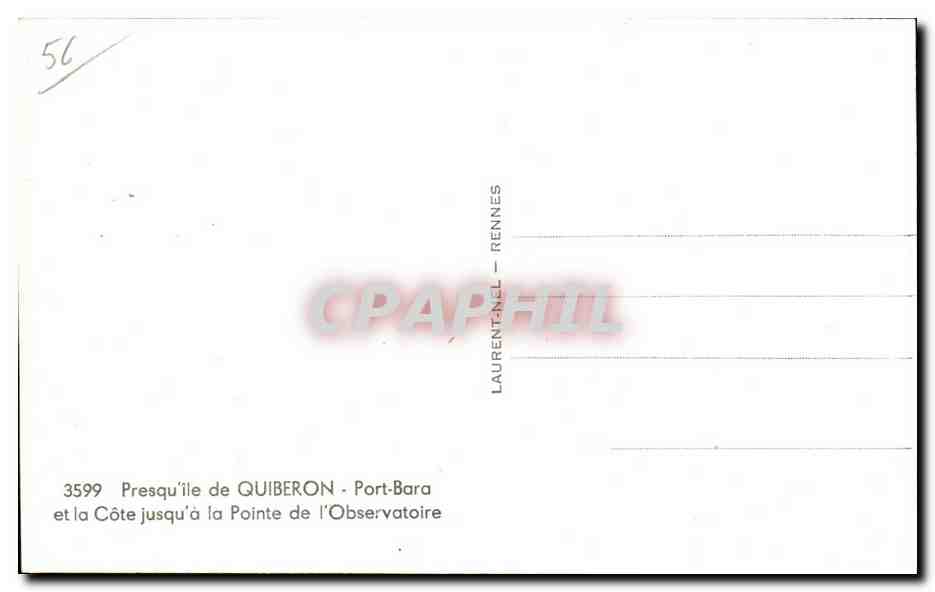 CPA Persqu ile de Quiberon Port Bara et la Cote jusqu a la Pointe de l Observatoire — Rückseite