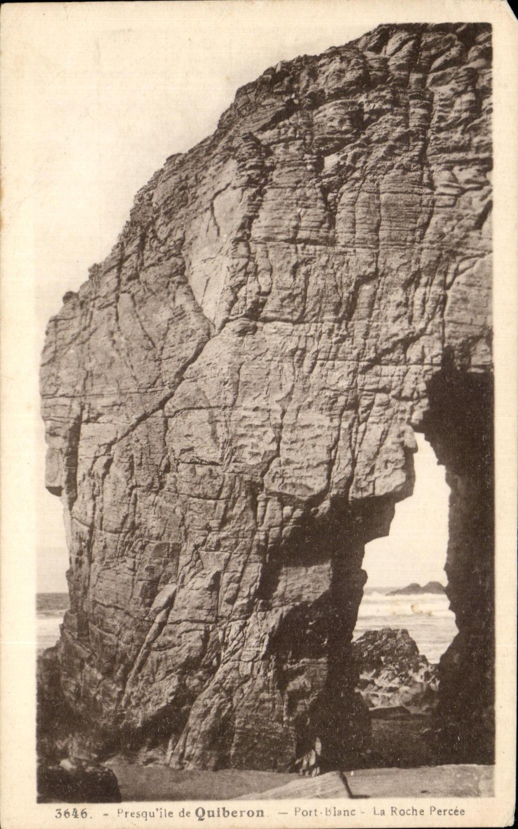 CPA Presqu ile de Quiberon Port Blanc La Roche Percee