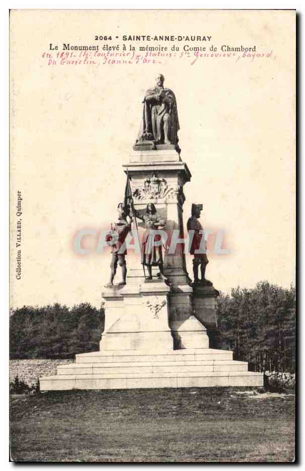 Sainte-Anne-d'Auray — Monument élevé à la mémoire du Comte de Chambord — Collection Villard, Quimper