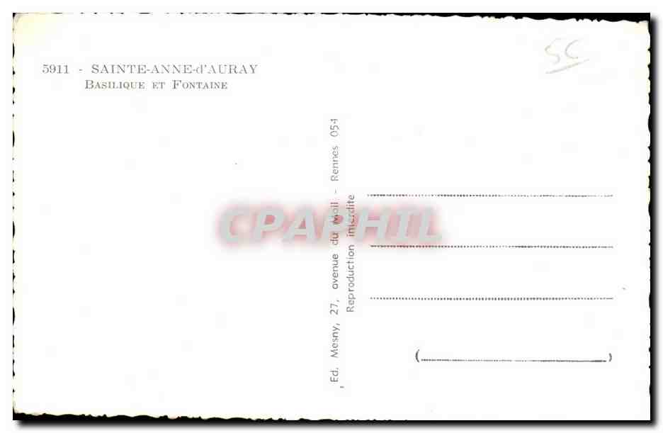 CPSM Sainte Anne d Auray Basilique Et Fontaine — Verso
