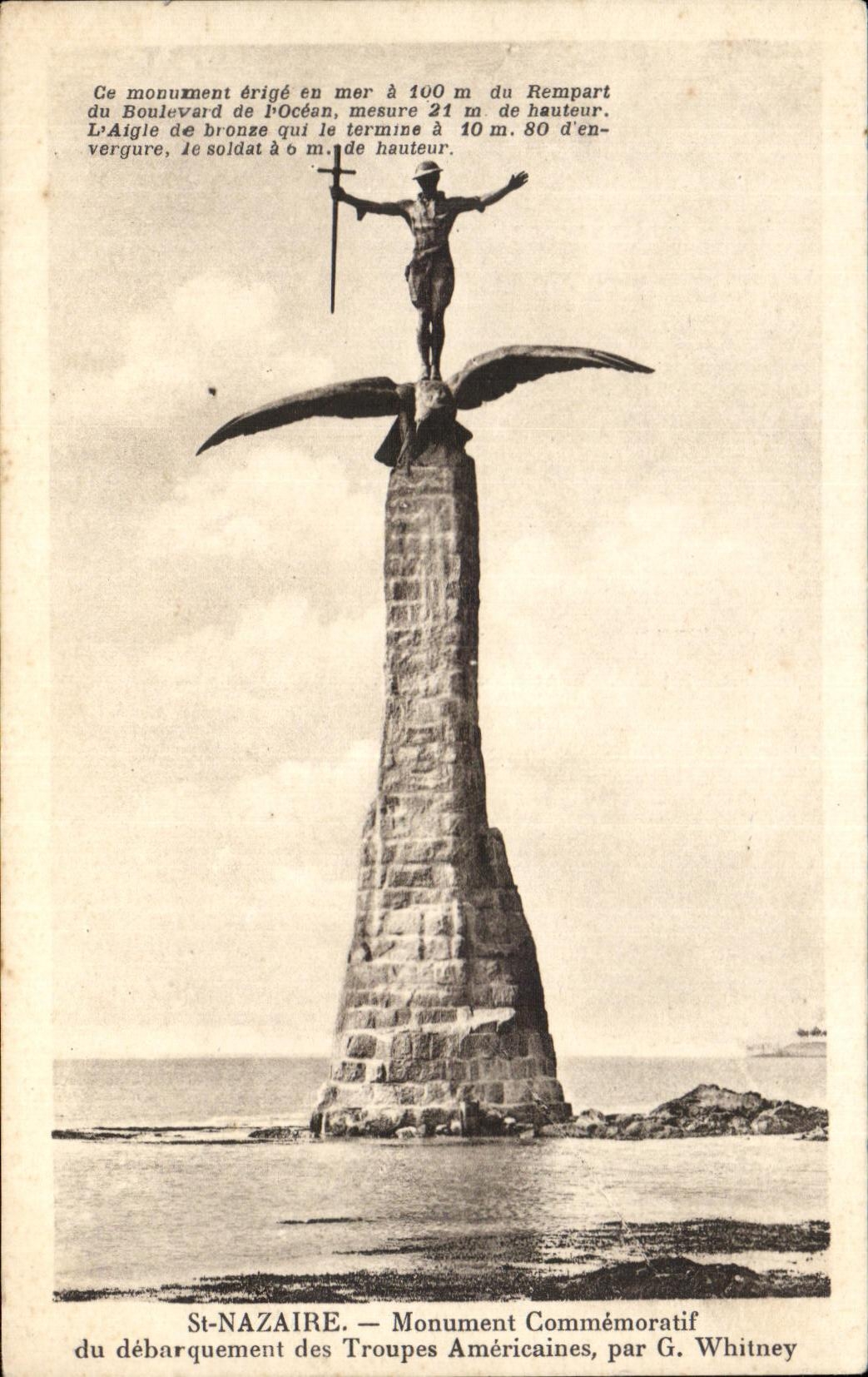 CPA Saint Nazaire Monument commemoratif du debarquement des Troupes Americaines par G Whitney