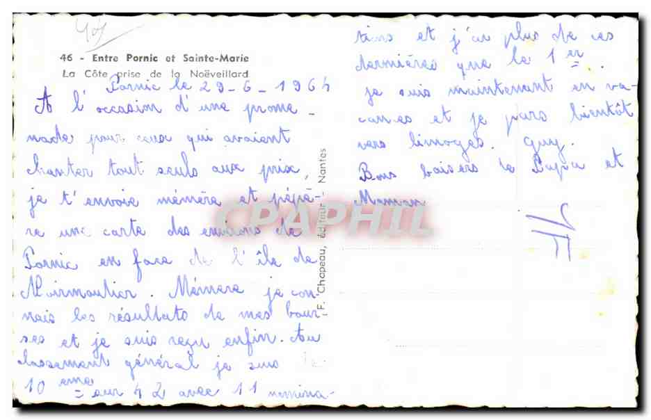 CPA Entre Ponic et Sainte Marie La Cote prise de la Noeveillard — Rückseite