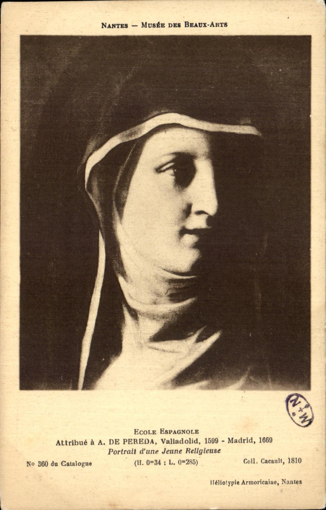 CPA Ecole Espagnole Attribue a A De Pereda Valladolid 1599 Madrid 1669 Portrait d une Jeune Religieuse