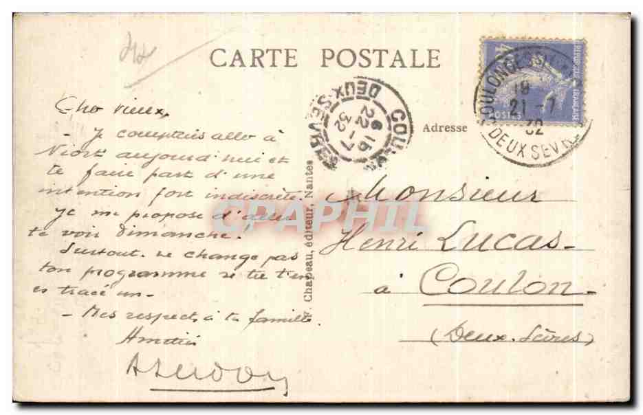 CPA Nantes Square de la Monnaie et Museum — Verso