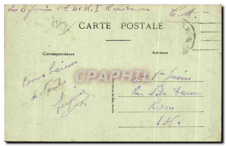 CPA Nantes La Colonne Louis XVI — Verso