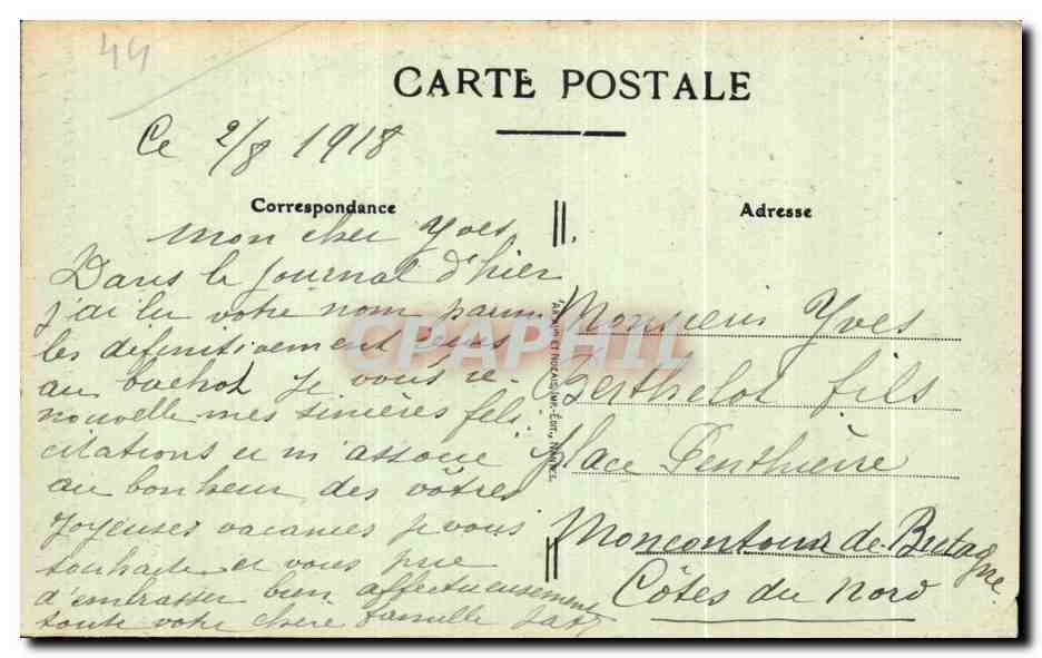 CPA Nantes Le Jardin des Plates le Cerf la Biche le Faon — Verso