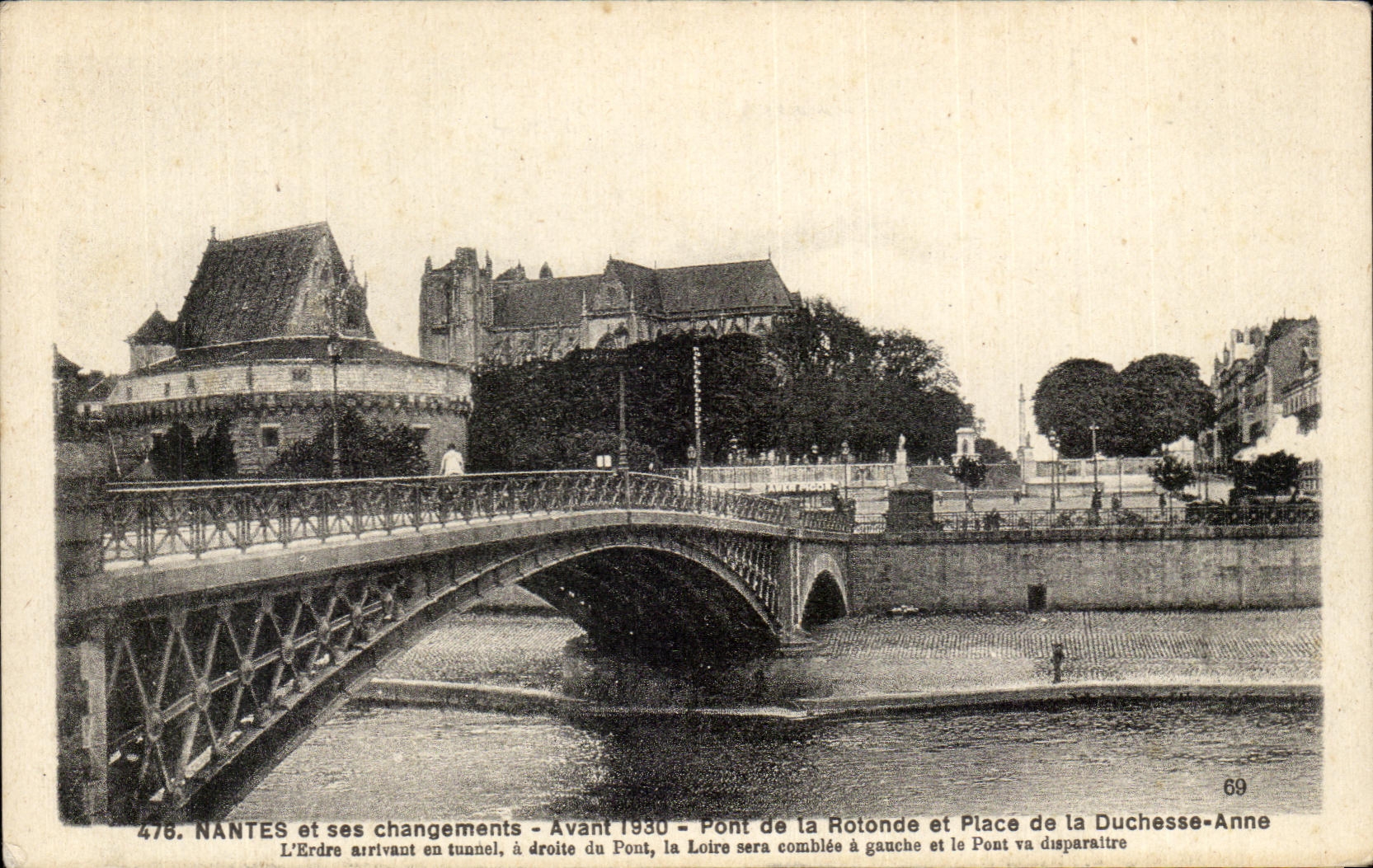 CPA Nantes et ses changements Avant 1930 Pont de la Rotonde et Place de la Duchesse Anne