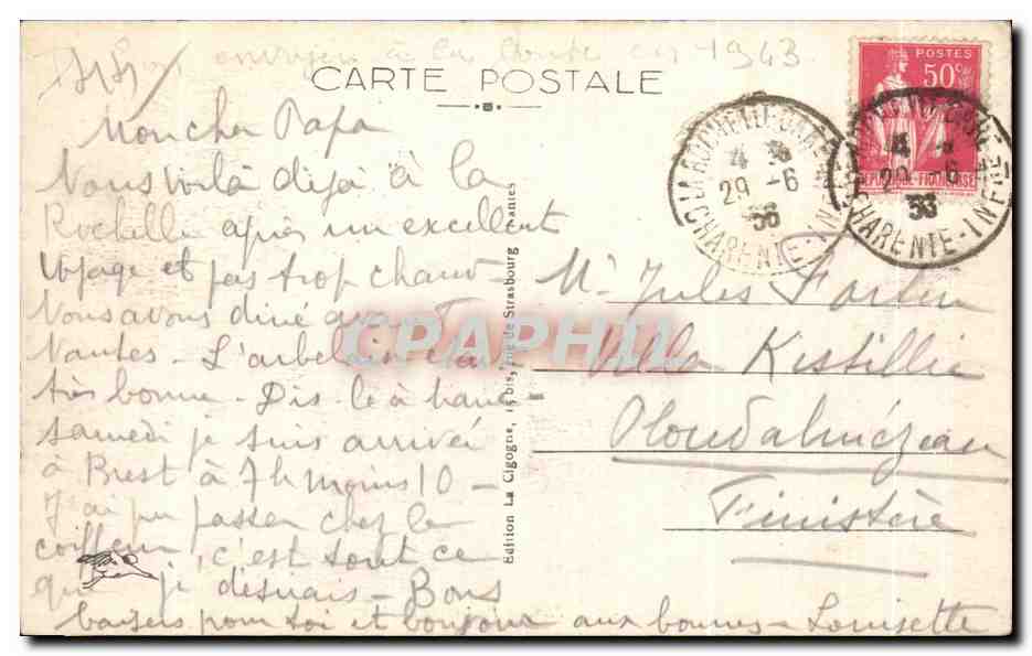 CPA Nantes Palais de Justice — Verso