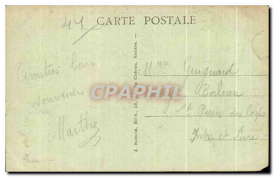 CPA Nantes Les Douves et Les Trois Tours du Chateau de La Duchesse Anne — Rückseite