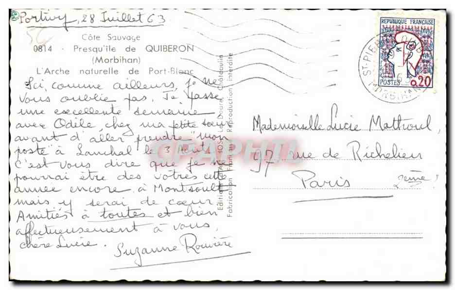 CPA Quiberon Cote Sauvage Presquile de  — Rückseite