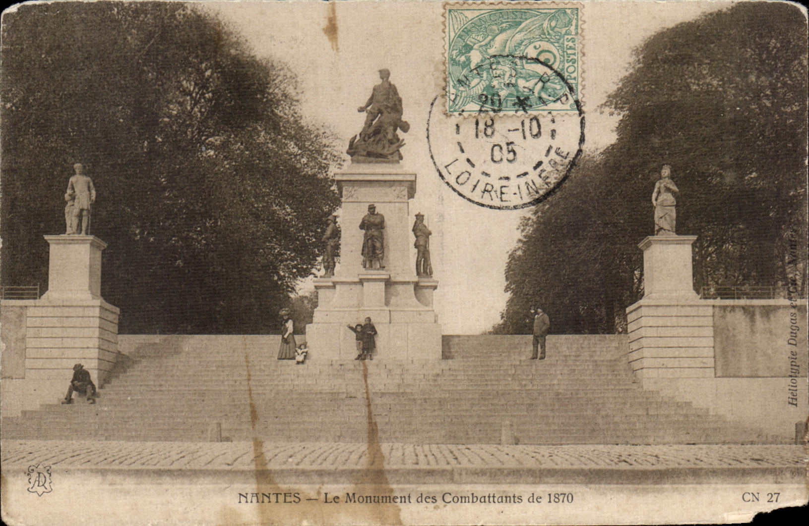 NANTES — Le Monument des Combattants de 1870 — Héliotypie Dogas & Cie, Nantes, CN 27