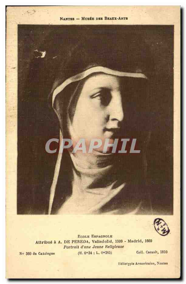 CPA Nantes Musee Des Beaux Arts De Pereda Valladolid Madrid Portrait de jeune religieuse