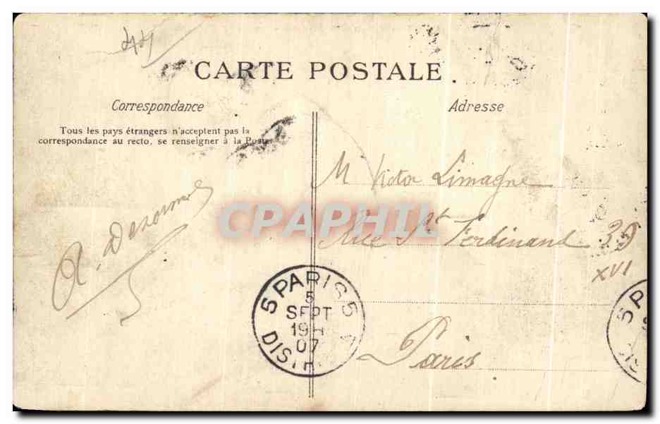 Tarjeta postal antigua Nantes Jardín de las Plantas El Lago — Reverso