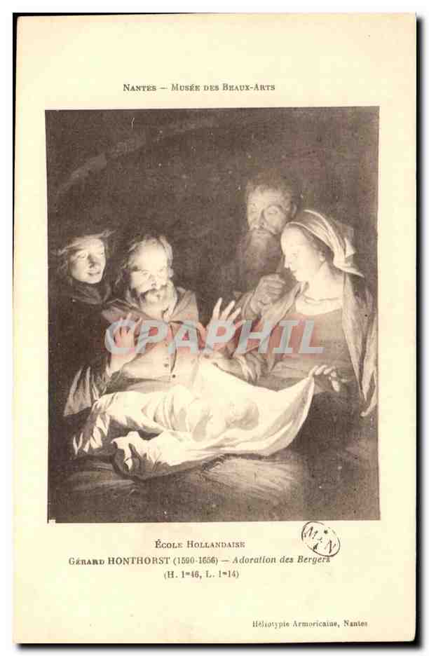 CPA Nantes Musee Des Beaux Arts Honthorst Adoration des bergers