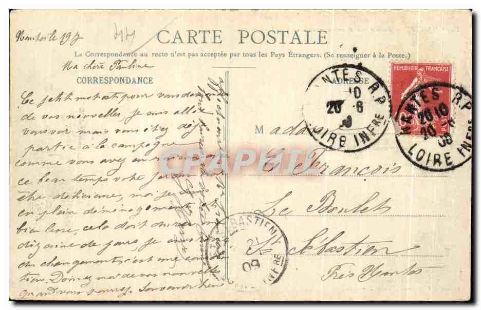 CPA Nantes Jardin des Plantes Vue vers le Labyrinthe — Verso