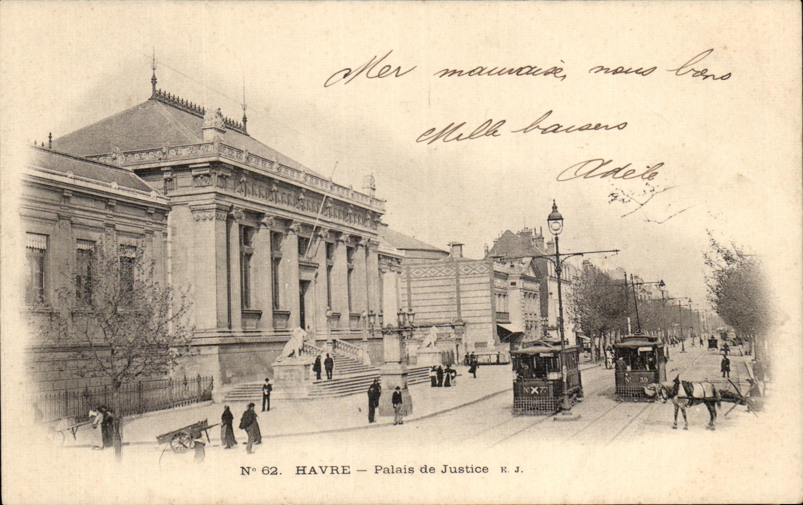 CPA Havre Palais de Justice Tramways