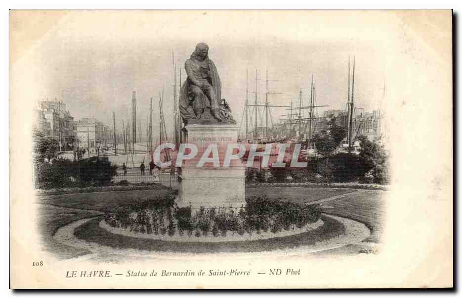 CPA Le Havre Statue de Bernardin de Saint Pierre Bateaux