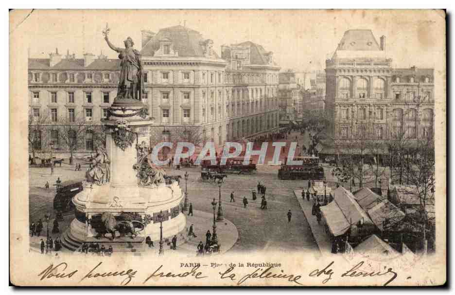 CPA Paris Place de la Republique Lion 