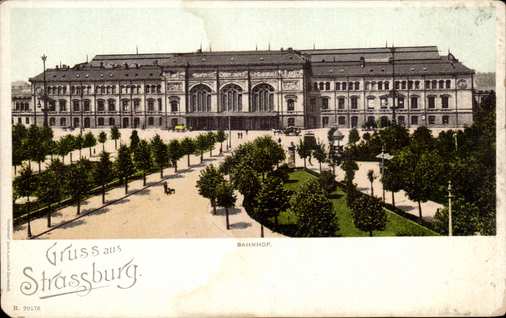 CPA Bahnhof Gruss aus Strassburg