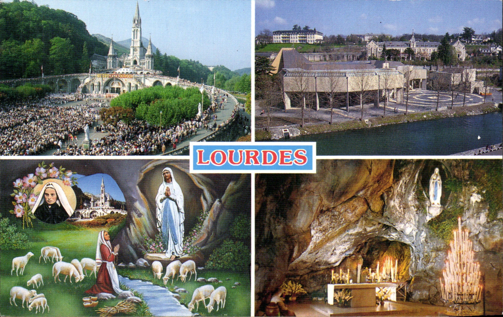 CPM Lourdes La basilique Ste Bernadette La grotte 