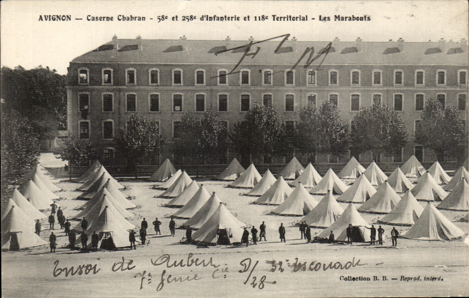 CPA Avignon Caserne Chabran 58 et 258 d Infanterle et 118 territorial Les marabouts Militaria 