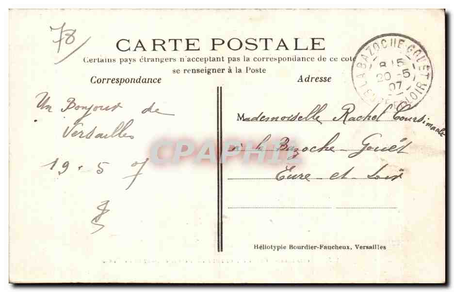 CPA Versailles Grille d Honneur du Palais Avenue de Paris — Rückseite