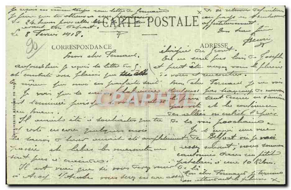 CPA Belfort Le Chateau Le Chateau et le Lion En Bas — Rückseite