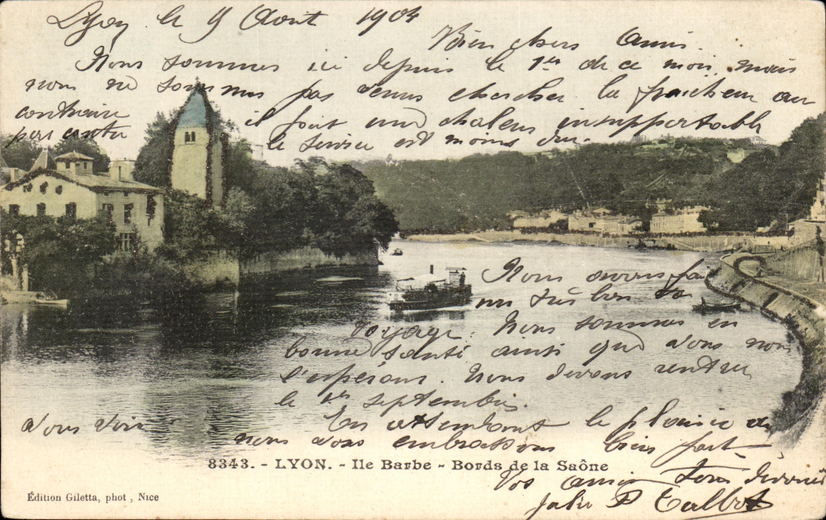 Ile Barbe - Bords de la Saône — Édition Giletta, Nice, n° 8343 - Recto