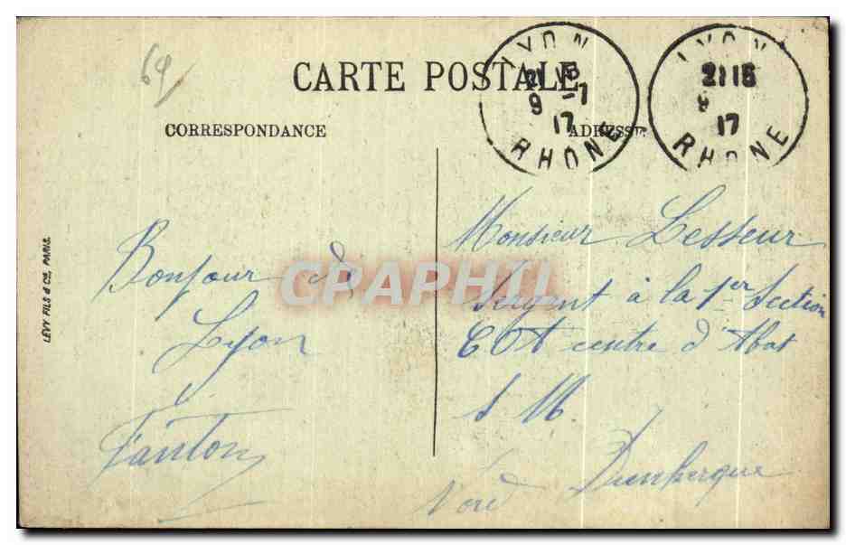 LYON — Place de la République et Rue du Président Carnot — Selecta — Verso