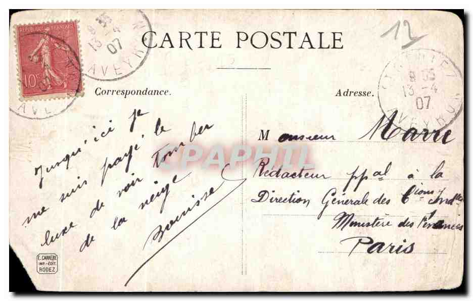 CPA Paysan de l aveyron Folklore Costume  — Verso