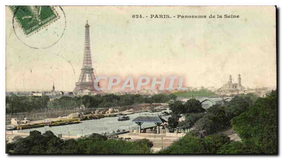 CPA Paris Panorama de la Seine Tour Eiffel