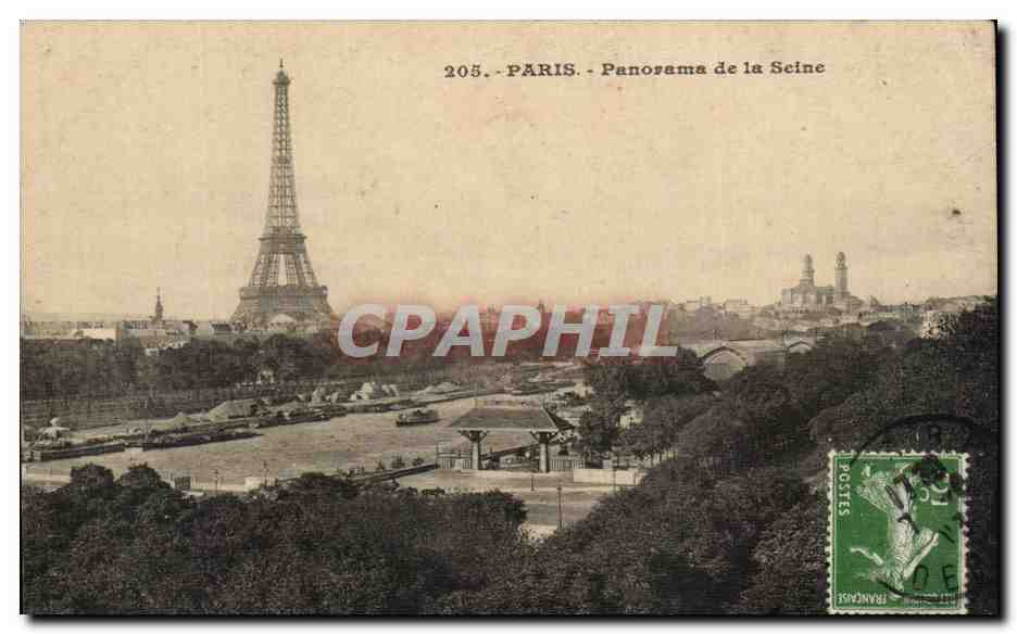 CPA Paris Panorama de la Seine Tour Eiffel