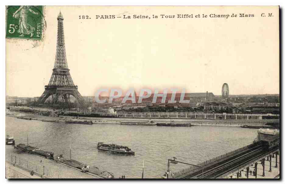 CPA Paris La Seine la Tour Eiffel et le Champ de Mars Metro
