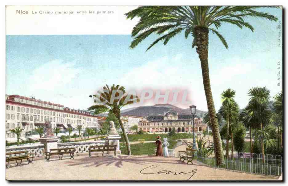 CPA Nice Le Casino municipal entre les palmiers